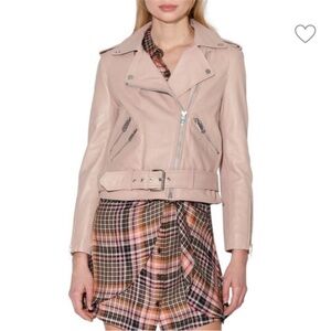 Walter Baker Allison Belted Leather Moto Jacket Size XS